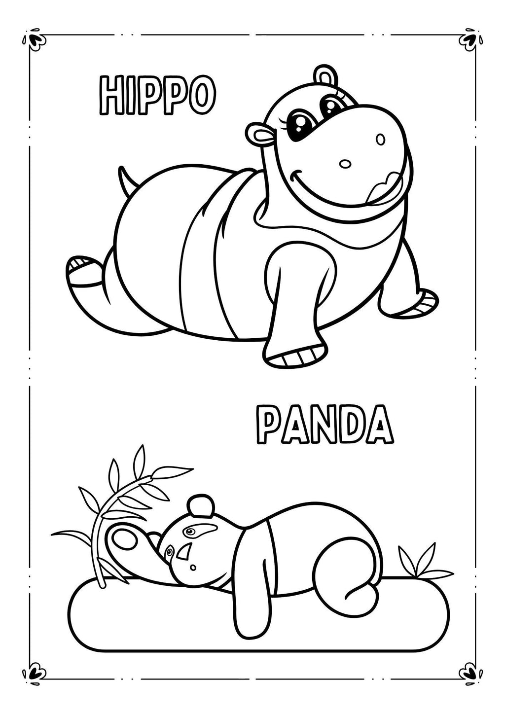Black White Clean Wildlife Coloring Worksheets