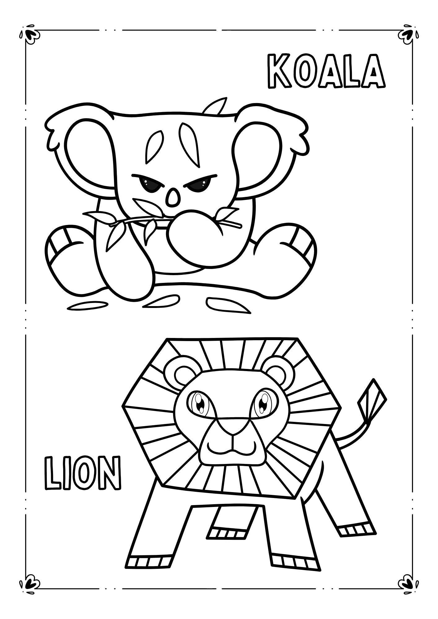 Black White Clean Wildlife Coloring Worksheets