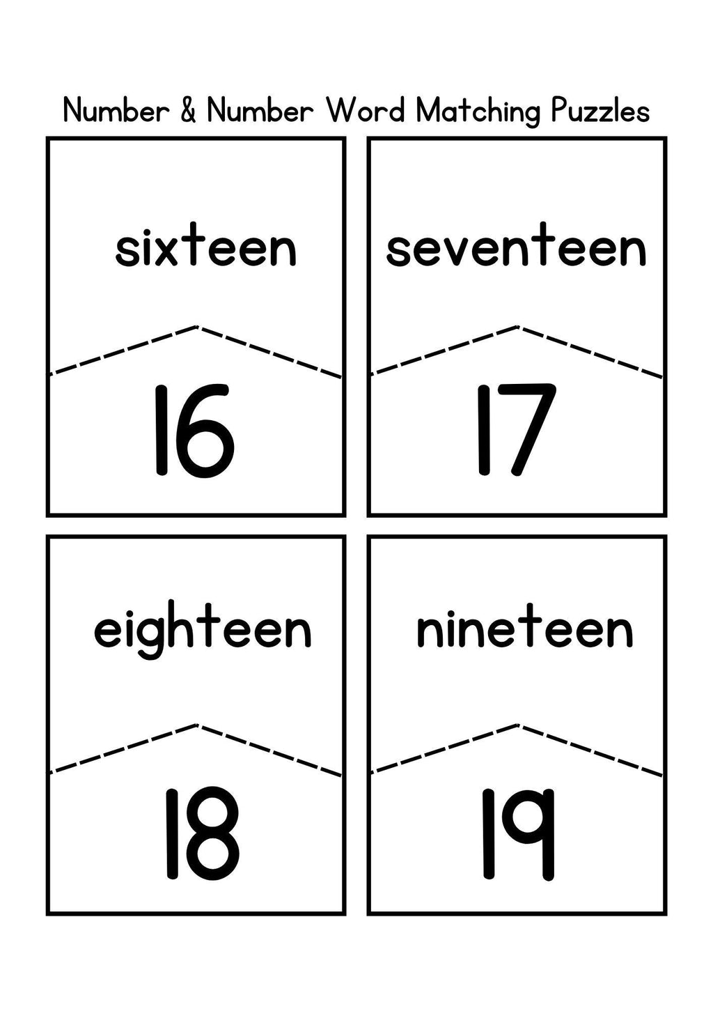Number Flashcard Sheets