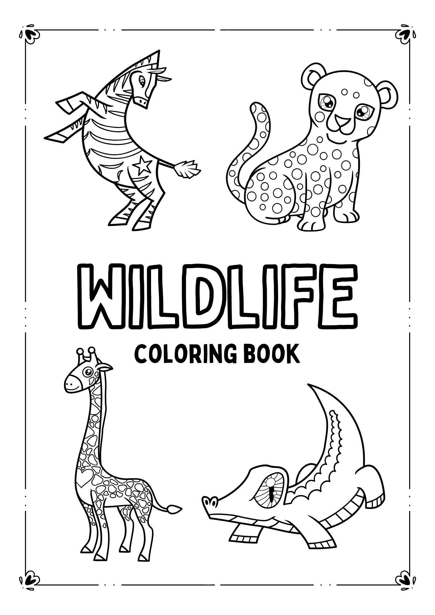 Black White Clean Wildlife Coloring Worksheets