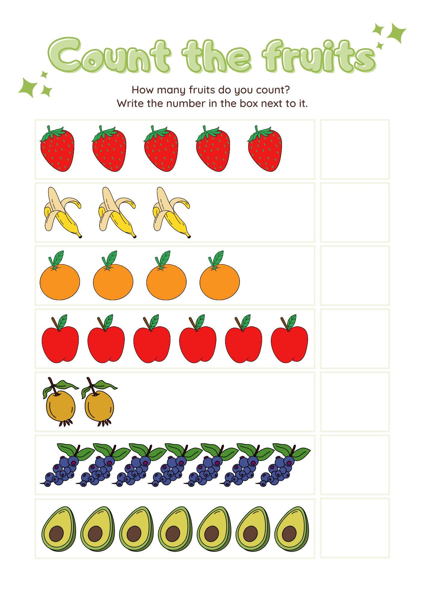 Count the Fruits Worksheet