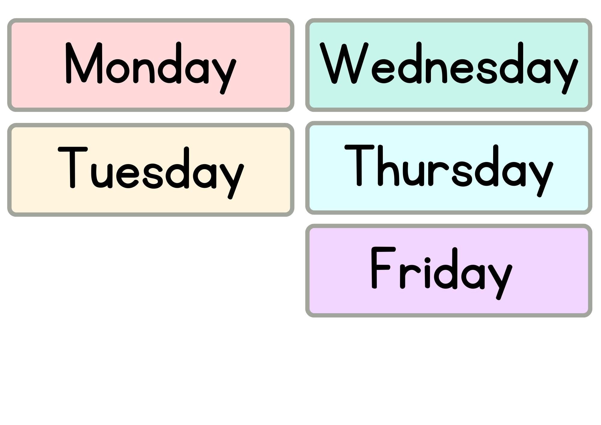 Days of the Week Flashcards